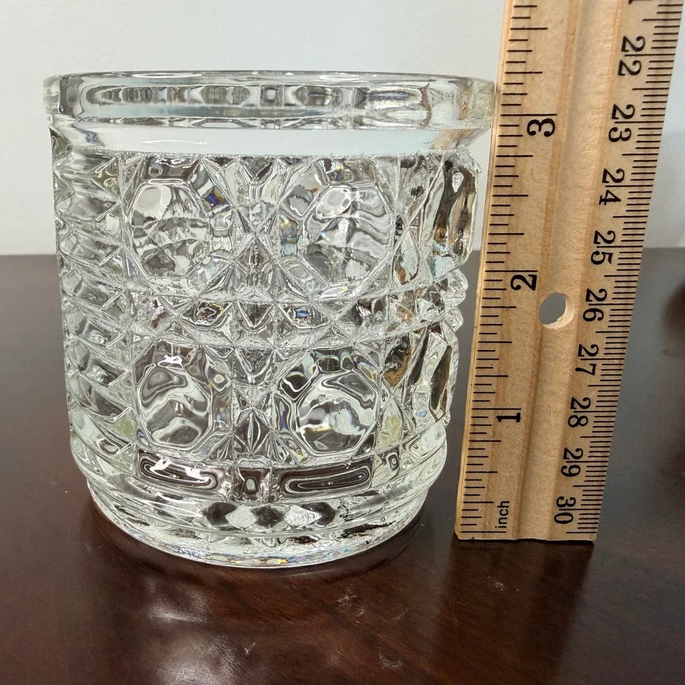 Vintage Federal Windsor Glass Sugar Jam‎ Jar Lid Vanity Button and Cain Pattern